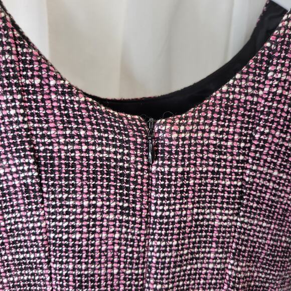 Aqua Tank Fit and Flare Dress and Matching Jacket Black Pink Tweed, L - Picture 9 of 12